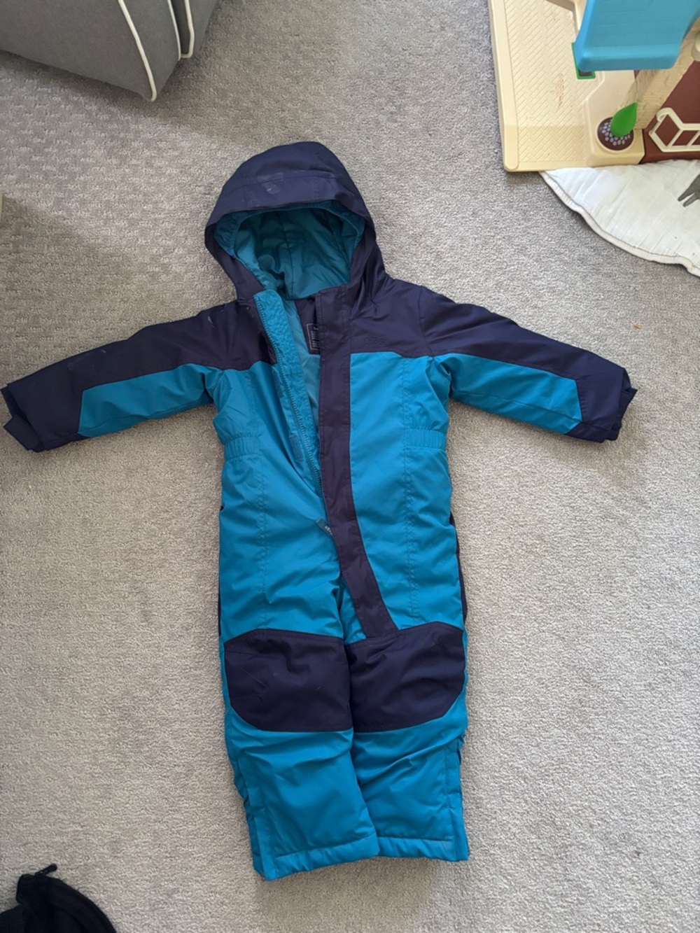 L.L. Bean Teal and Navy Kids One-Piece Snowsuit